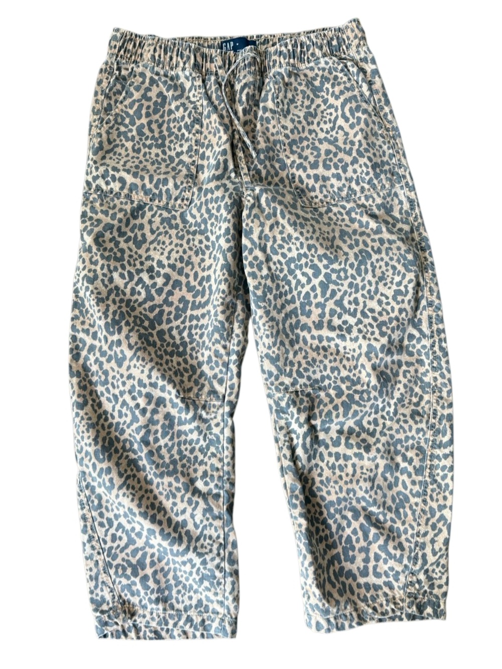 Gap Pull-On Barrel Jeans Pants Leopard Animal Drawstring Medium - Picture 2 of 7